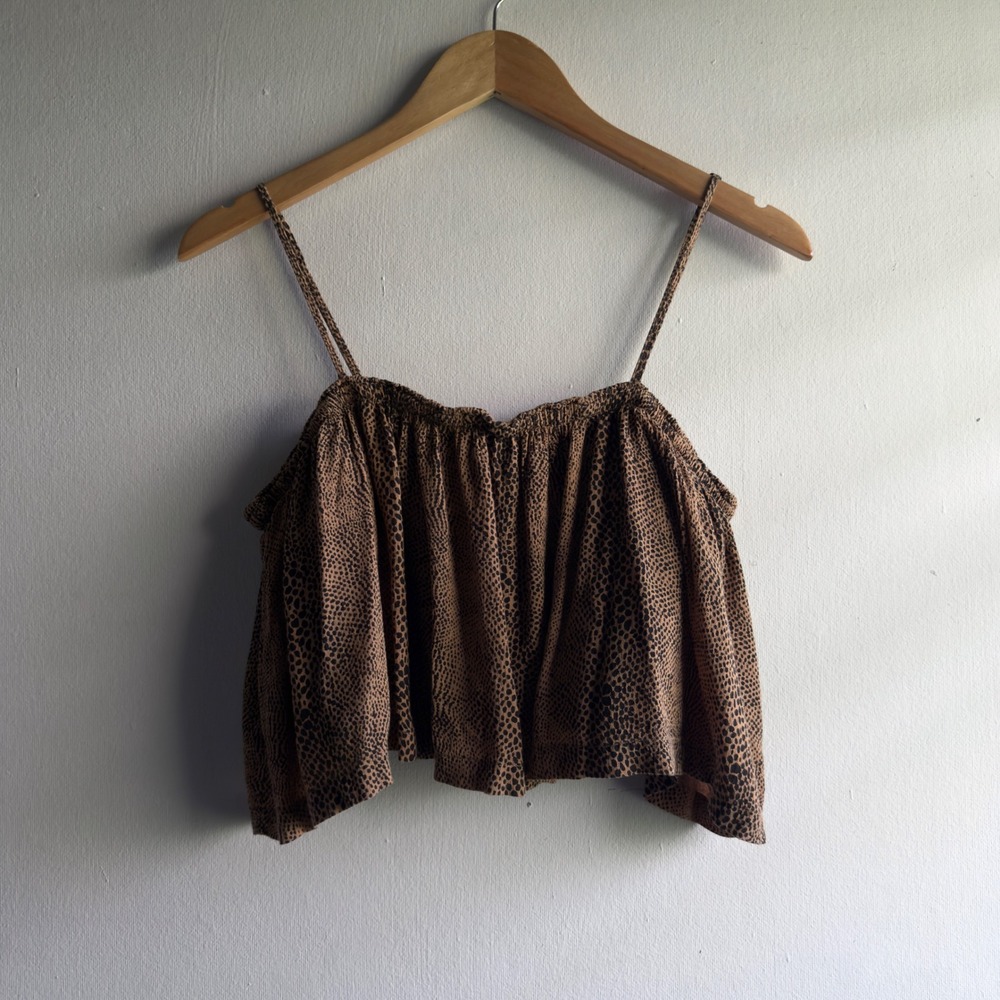 Volcom Snakedown Cami Crop Top Womens Large Brown Boho Coastal